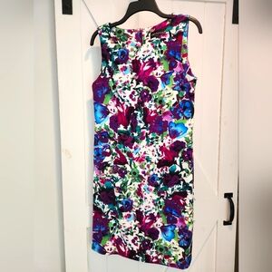 Floral Dress Size 12 Purple, Green, Blue